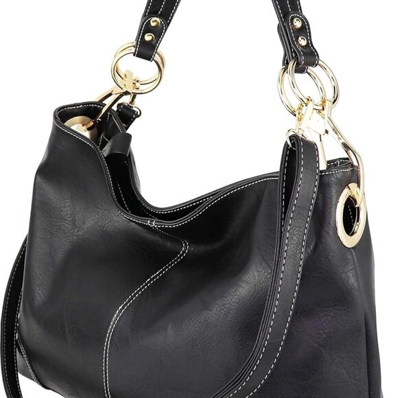 Vegan Leather Large Hobo Shoulder Bag Faux Leather Practical Chic